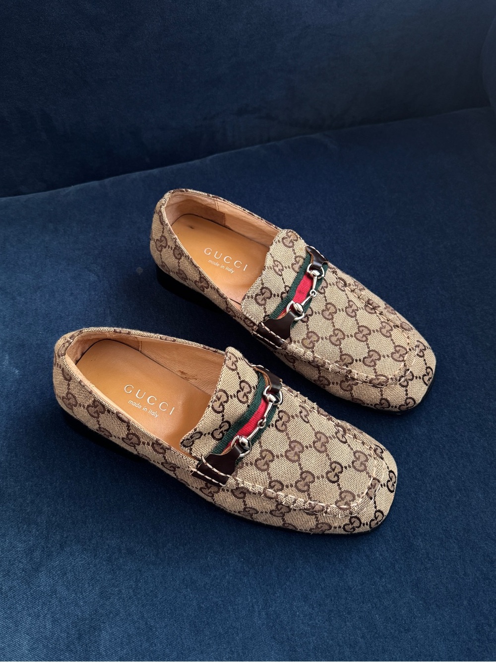 Vintage GUCCI GG Guccissima Monogram Supreme HORSEBIT Loafers Size 9